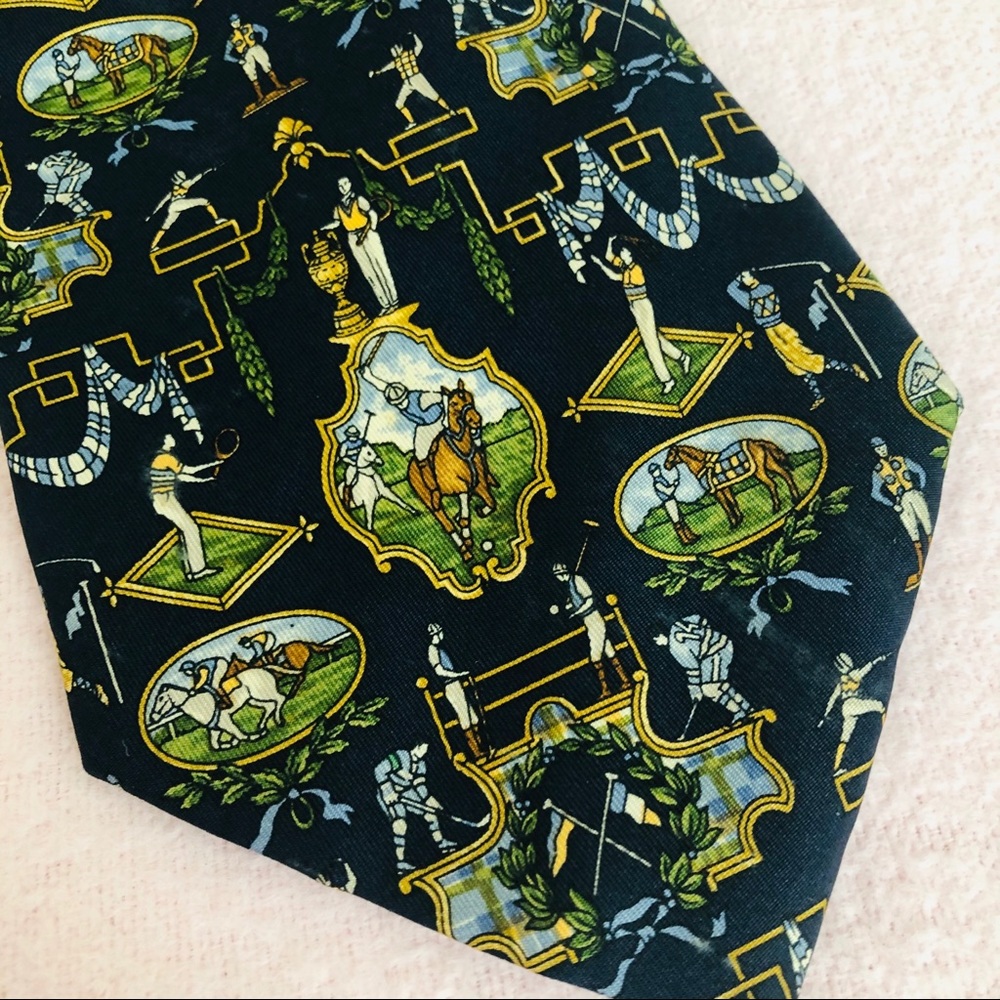 Ferragamo tie men’s sport & equestrian theme navy